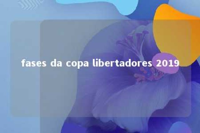 fases da copa libertadores 2019 