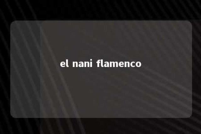 el nani flamenco 