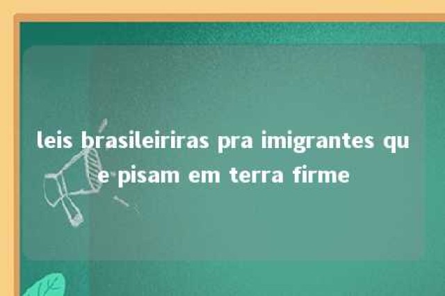 leis brasileiriras pra imigrantes que pisam em terra firme 