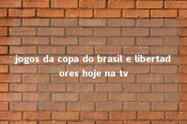 jogos da copa do brasil e libertadores hoje na tv 