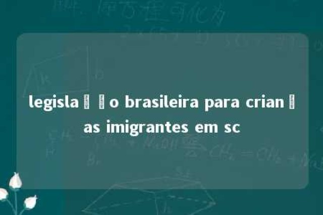 legislação brasileira para crianças imigrantes em sc 