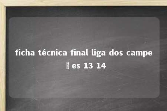 ficha técnica final liga dos campeões 13 14 