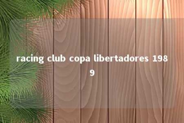 racing club copa libertadores 1989 