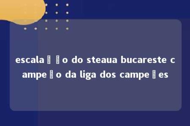 escalação do steaua bucareste campeão da liga dos campeões 