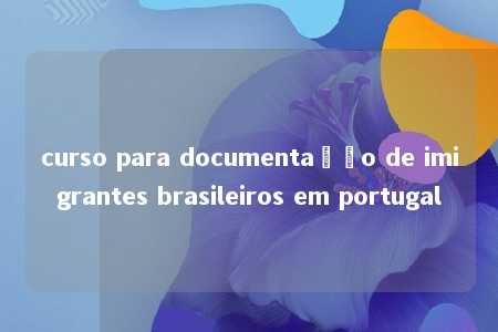 curso para documentação de imigrantes brasileiros em portugal