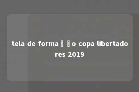 tela de formação copa libertadores 2019