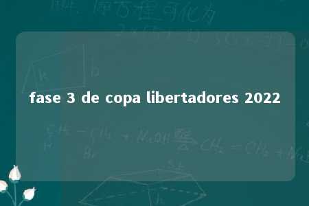 fase 3 de copa libertadores 2022