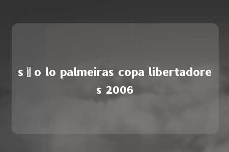 são lo palmeiras copa libertadores 2006