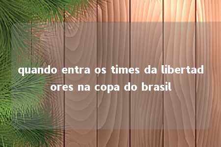 quando entra os times da libertadores na copa do brasil