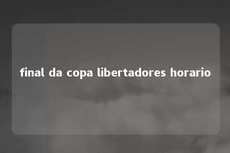 final da copa libertadores horario