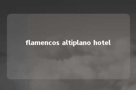 flamencos altiplano hotel