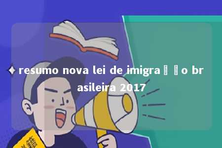 resumo nova lei de imigração brasileira 2017