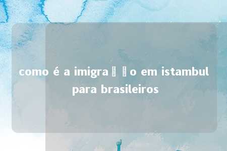 como é a imigração em istambul para brasileiros