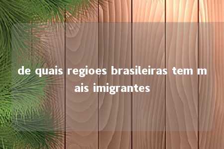 de quais regioes brasileiras tem mais imigrantes