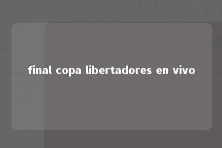 final copa libertadores en vivo