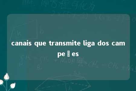 canais que transmite liga dos campeões