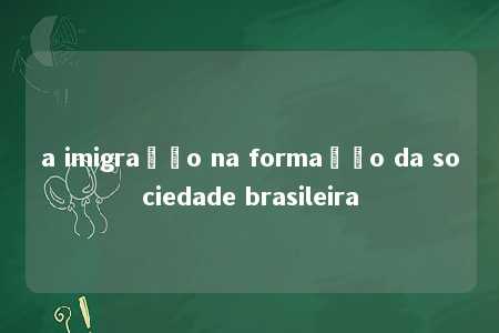 a imigração na formação da sociedade brasileira